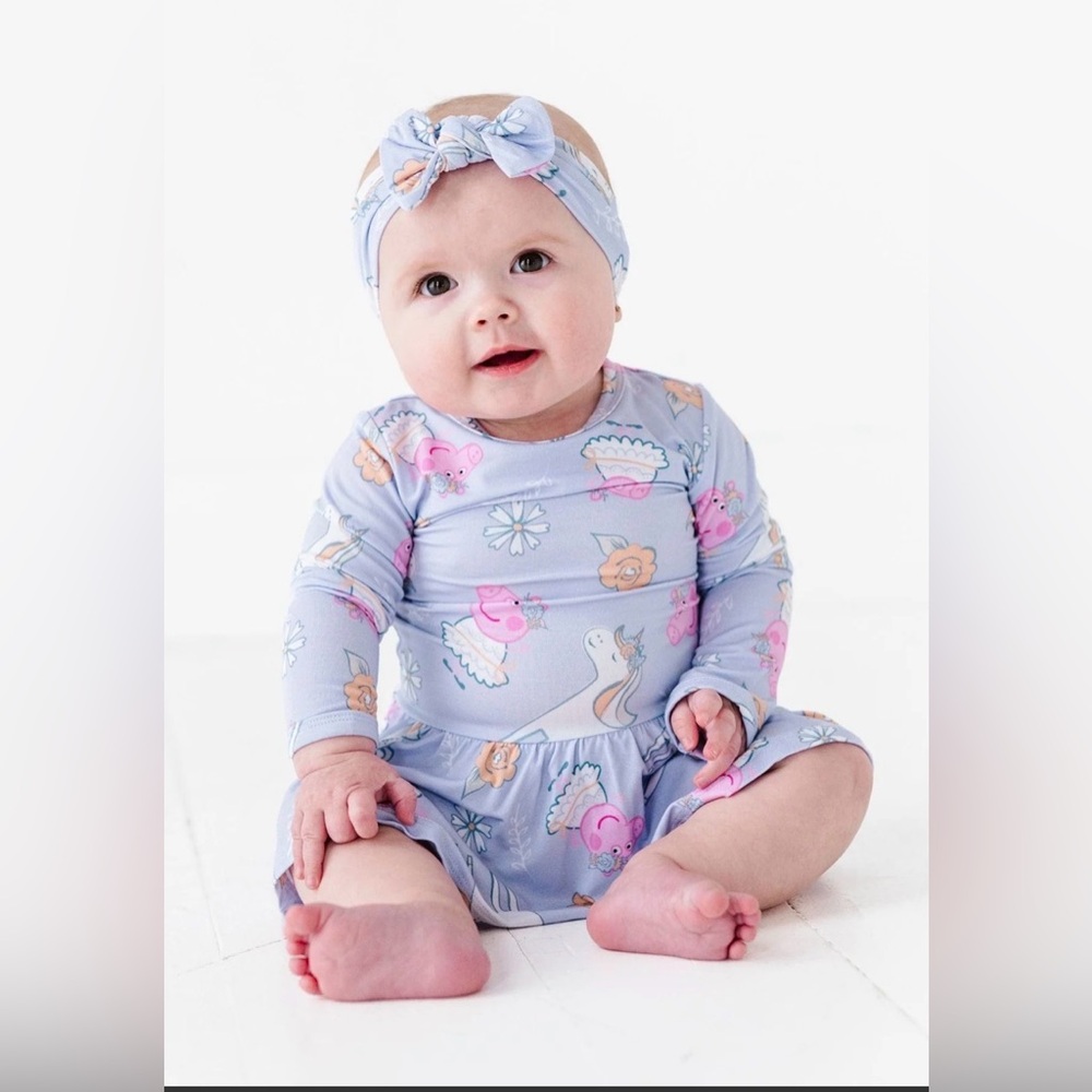 BUMS & ROSES x Peppa Pig Long Sleeve Ballerina Bamboo Ruffle Dress- 18-24M